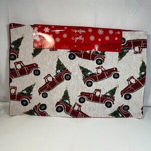 Old Red Truck Placemats Set of 4 Christmas Tree in Back 13x19 Tapestry New